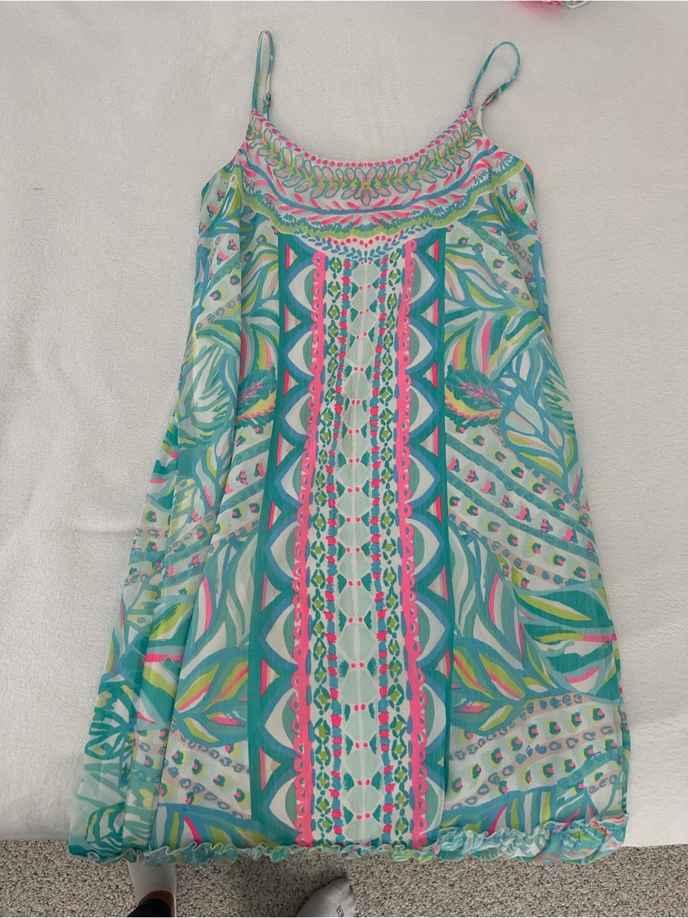 Lilly Pulitzer Winni Midi dress Aqua & Pink Printed Midi Sundress - Picture 3 of 4